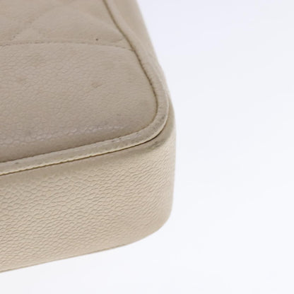 Chanel Vintage Slit Pocket Shoulder Bag Quilted Caviar, BEIGE, LEATHER, Shoulder bag