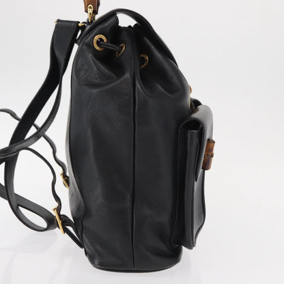 Gucci Vintage Bamboo Backpack Leather, BLACK, LEATHER, Backpack