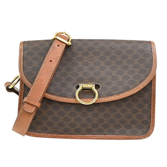 Celine Vintage Macadam Shoulder Bag Canvas and Leather, BROWN, CANVAS, Shoulder bag