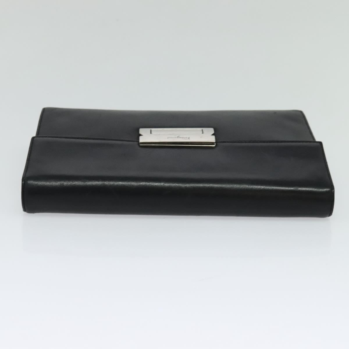 Salvatore Ferragamo Vintage Gancini Pochette Leather, BLACK, LEATHER, Clutche & pouche