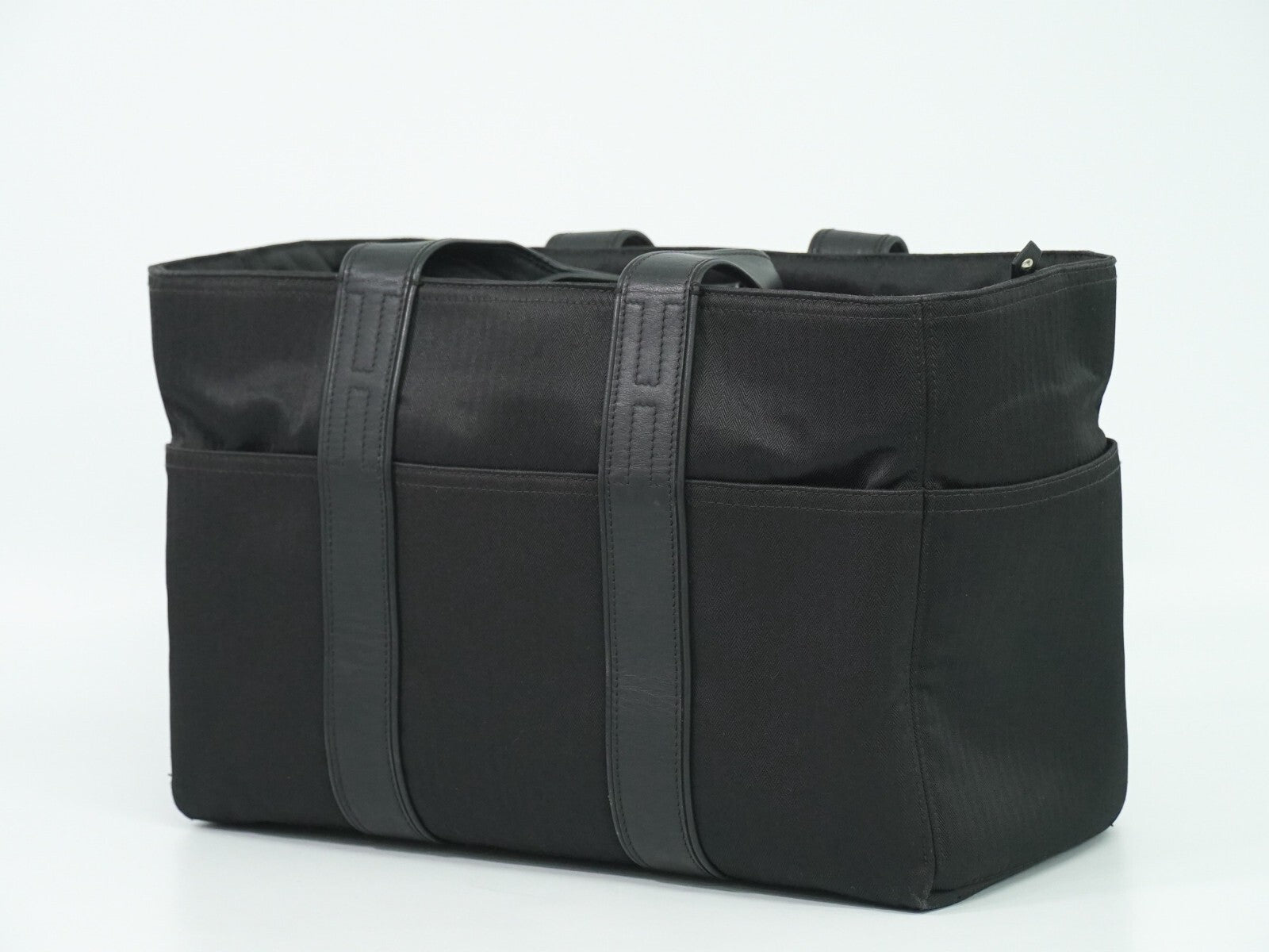 Hermes Acapulco Tote Toile and Leather, BLACK, CANVAS, Tote bag