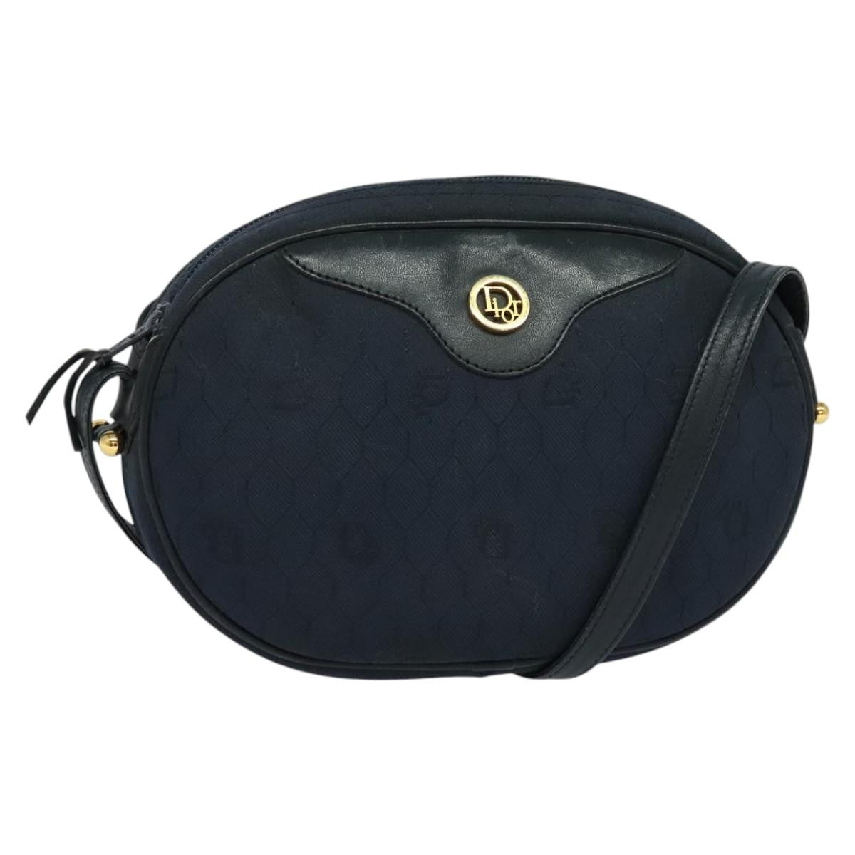 Christian Dior Vintage Honeycomb Shoulder Bag Canvas, NAVY, CANVAS, Shoulder bag