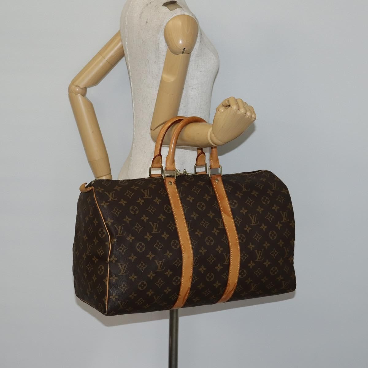 Louis Vuitton Keepall Bag Monogram Canvas, BROWN, CANVAS, Travel bag