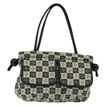 Chanel Camellia shoulderbag Canvas, BLACK, CANVAS, Shoulder bag