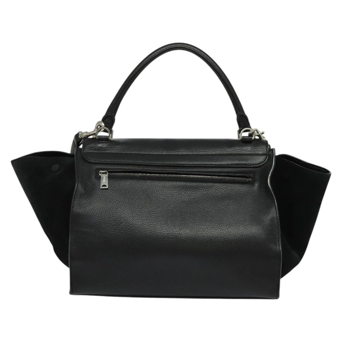 Celine Trapeze Bag Leather with Suede, BLACK, LEATHER, Handbag