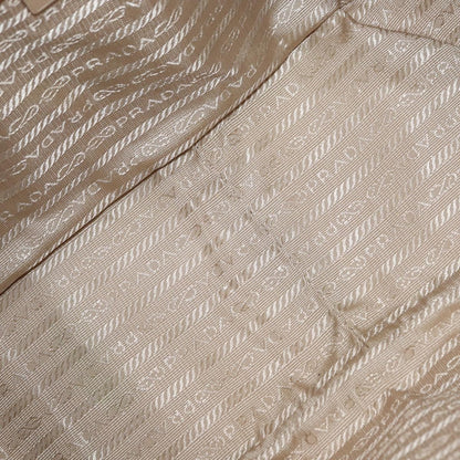 Prada Bowler Bag Canvas with Leather, BEIGE, CANVAS, Handbag