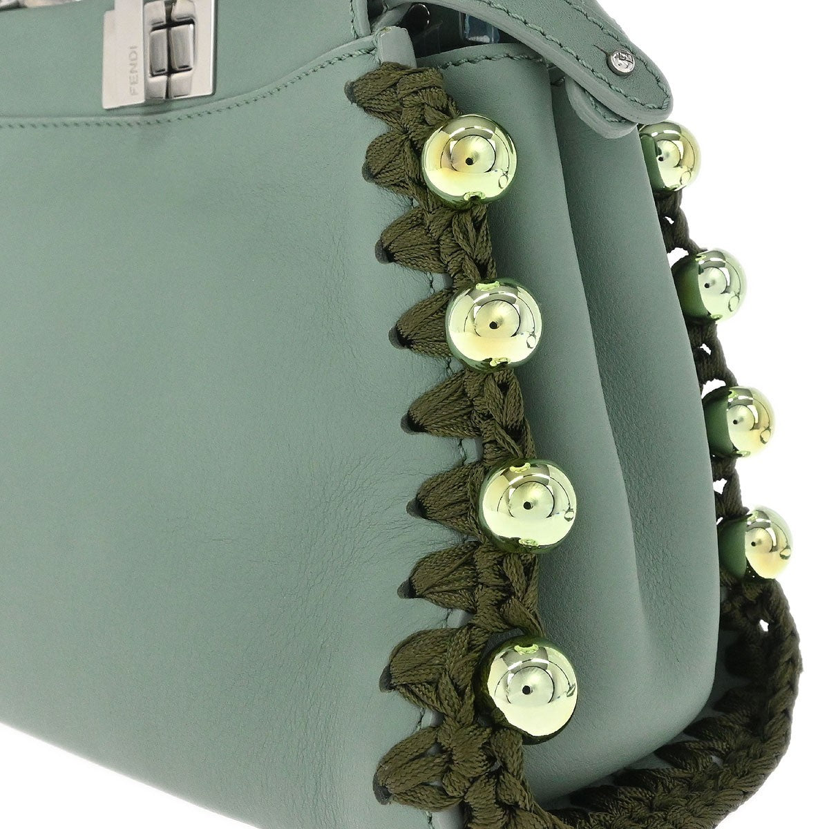 Fendi Peekaboo Bag Leather, Green, Leather, Handbag
