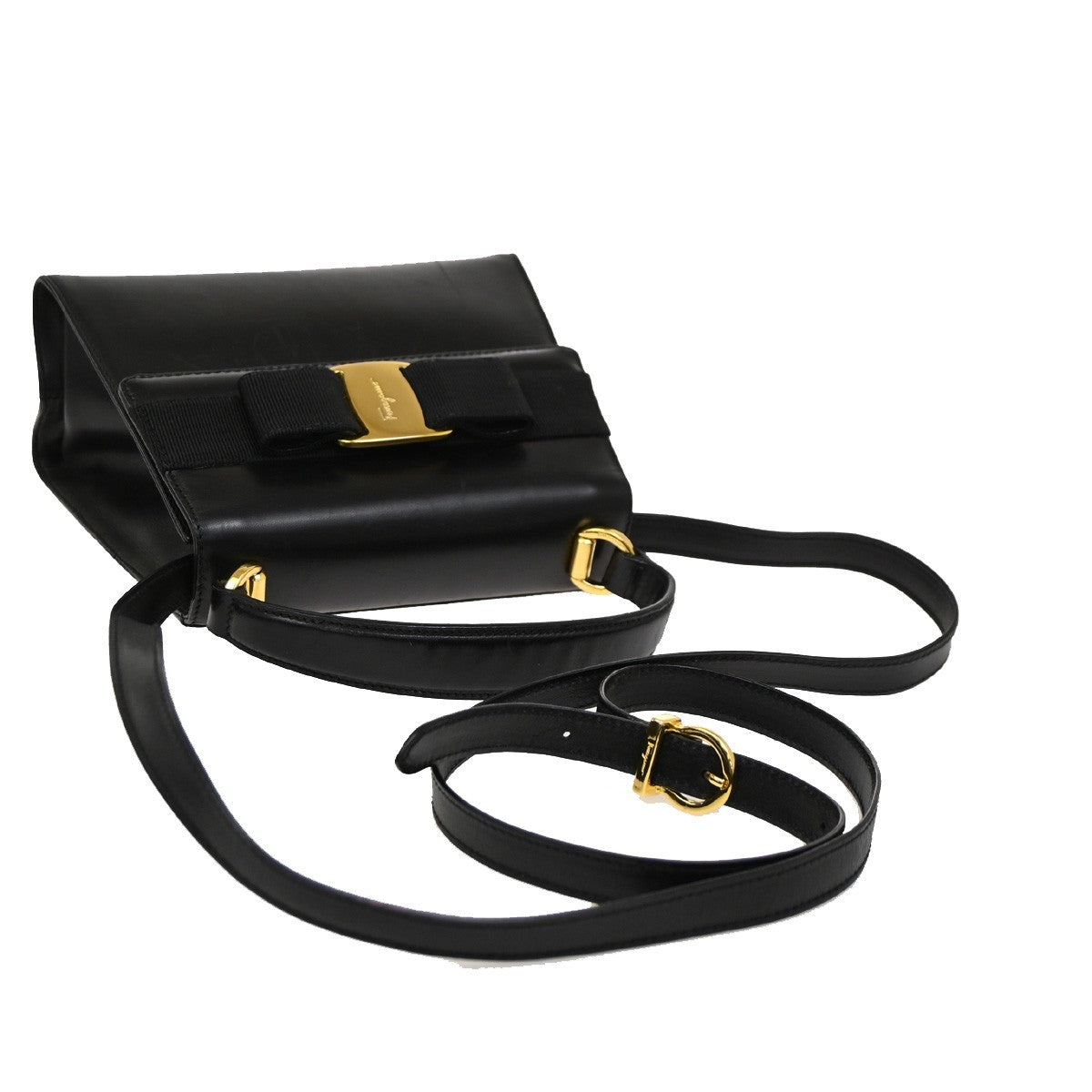Salvatore Ferragamo Vintage Vara Bow Top Handle Bag Leather, BLACK, LEATHER, Shoulder bag