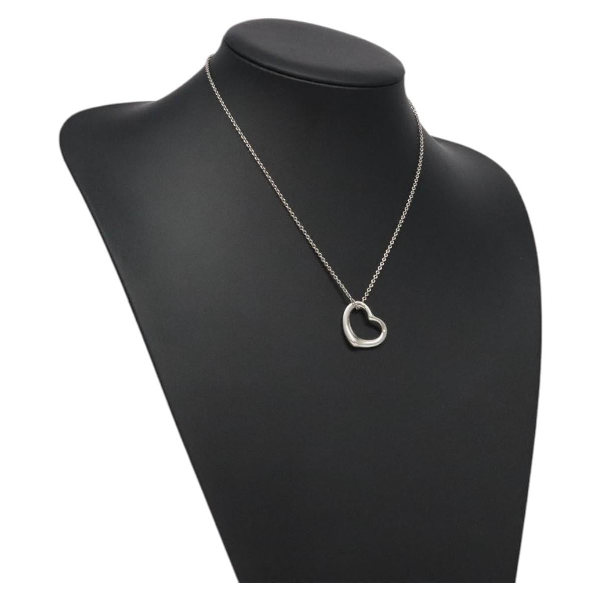 Tiffany & Co. Elsa Peretti Open Heart Pendant Necklace Sterling Silver, SILVER, SILVER, Necklace