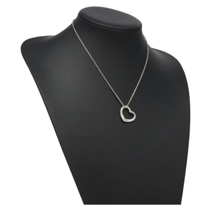 Tiffany & Co. Elsa Peretti Open Heart Pendant Necklace Sterling Silver, SILVER, SILVER, Necklace
