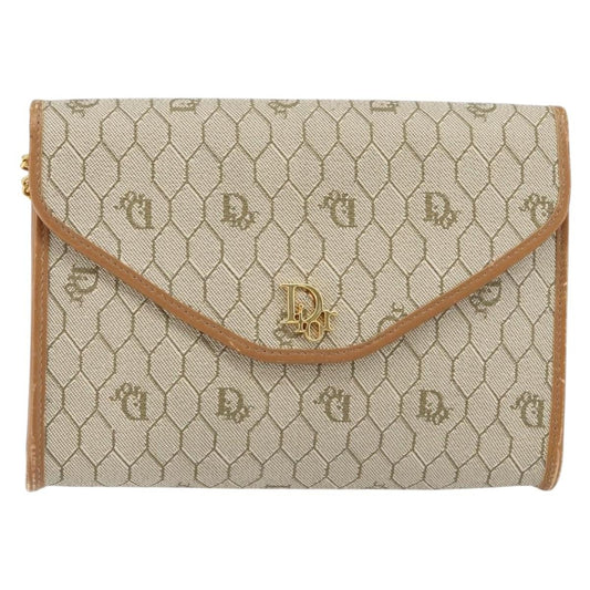Christian Dior Vintage Honeycomb chain Canvas, BEIGE, CANVAS, Shoulder bag
