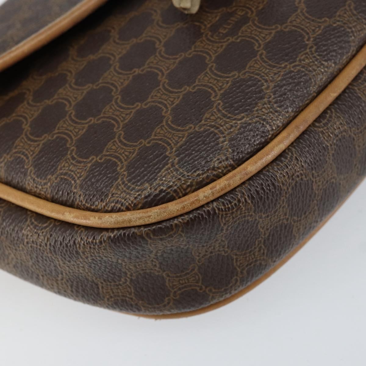 Celine Vintage Macadam Shoulder Bag Canvas and Leather, BROWN, CANVAS, Shoulder bag