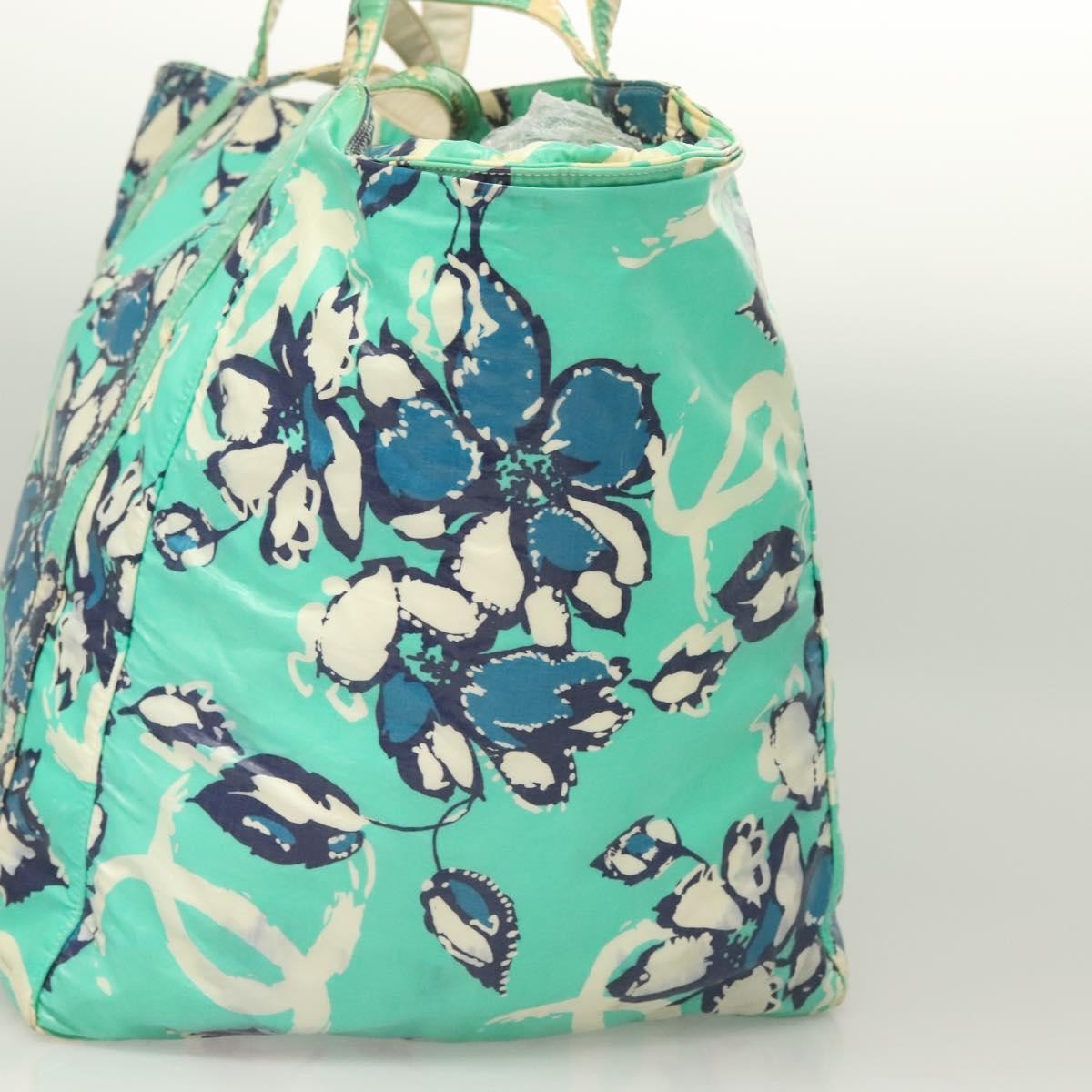 Chanel Vintage Floral Tote Nylon, GREEN, NYLON, Tote bag