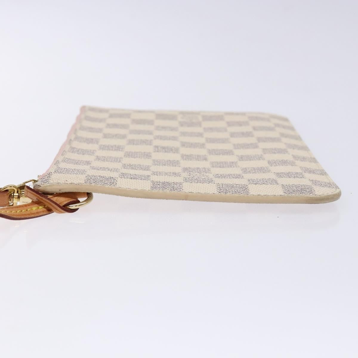 Louis Vuitton Neverfull Pochette Damier, WHITE, CANVAS, Clutche & pouche