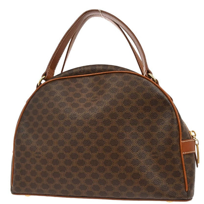 Celine Vintage Macadam Handbag Canvas, BROWN, PVC, Handbag