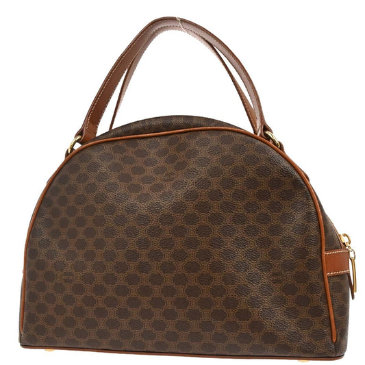 Celine Vintage Macadam Handbag Canvas, BROWN, PVC, Handbag