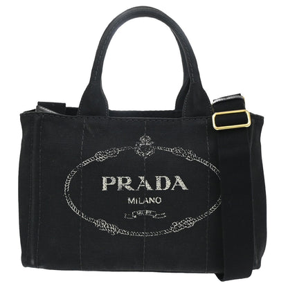 Prada Canapa Convertible Tote Canvas, BLACK, CANVAS, Tote bag