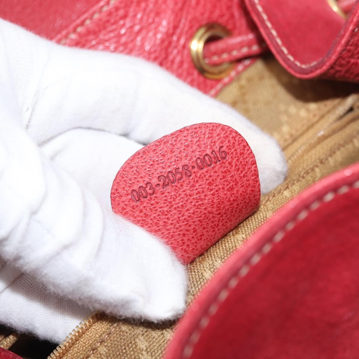 Gucci Vintage Bamboo Backpack Suede and Leather, Red, Suede, Backpack