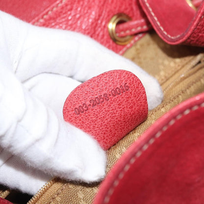 Gucci Vintage Bamboo Backpack Suede and Leather, Red, Suede, Backpack