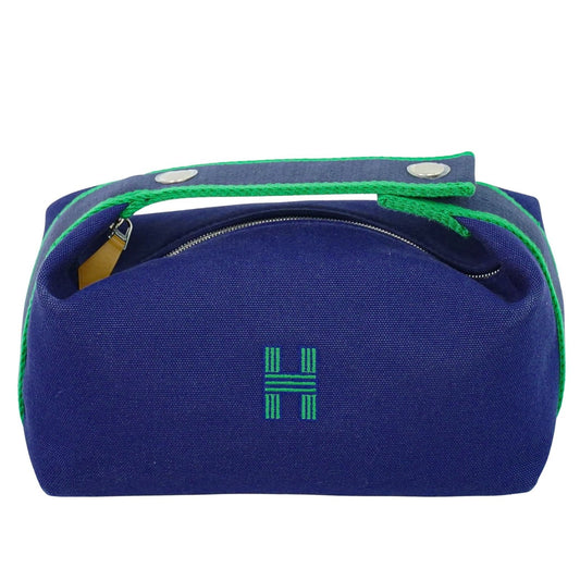 Hermes Bride à Brac Wool, NAVY, CANVAS, Handbag