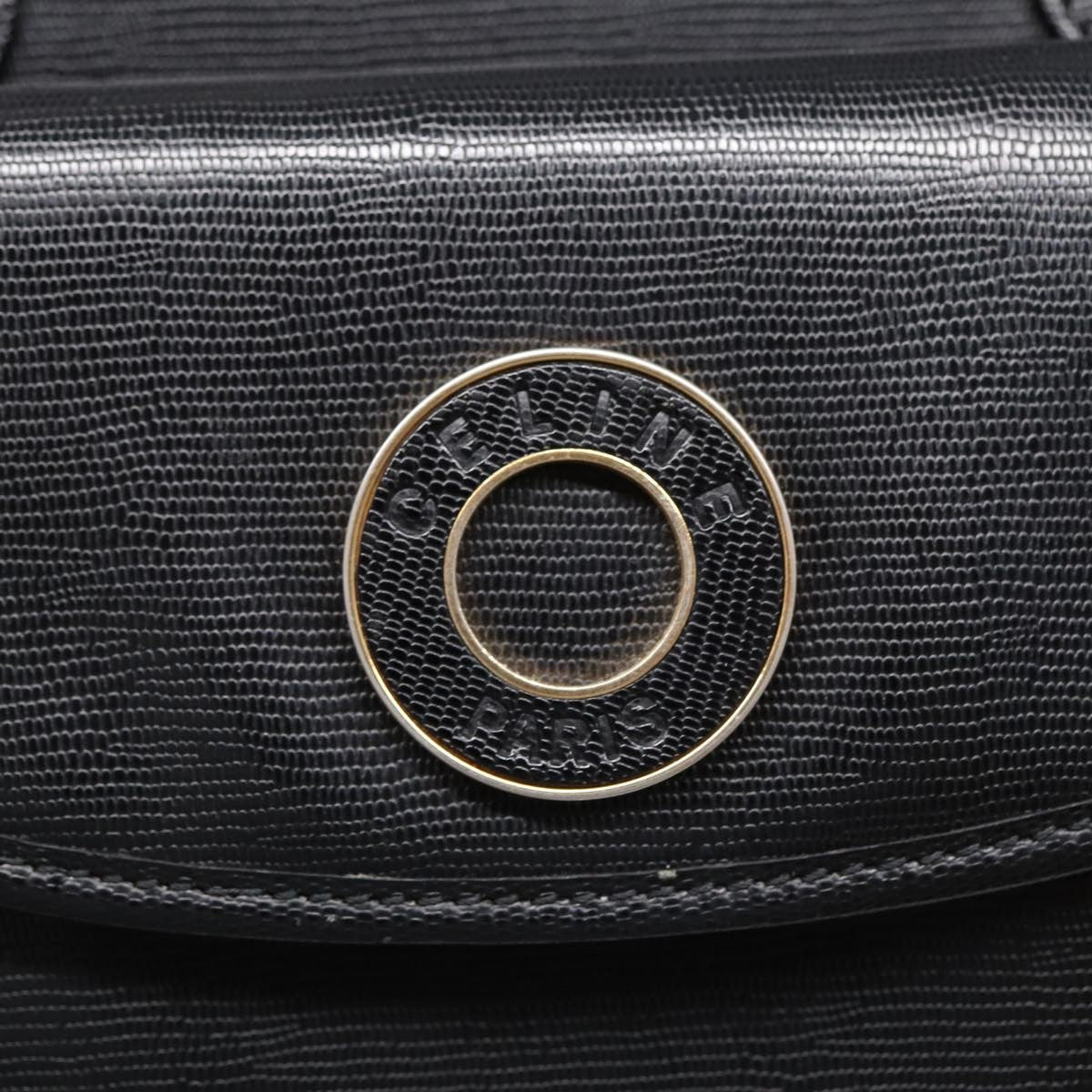 Celine Circle Logo Handbag Leather, BLACK, LEATHER, Handbag