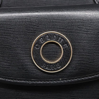 Celine Circle Logo Handbag Leather, BLACK, LEATHER, Handbag