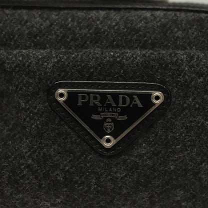 Prada Pochette Wool, BLACK, WOOL, Clutche & pouche