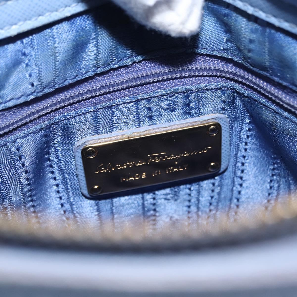 Salvatore Ferragamo Gancini Tote Leather, BLUE, LEATHER, Tote bag