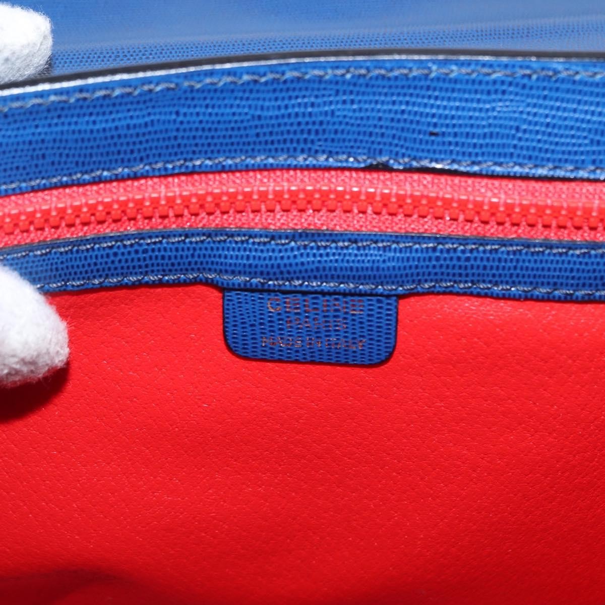 Celine Vintage Circle Logo Crossbody Bag Leather, BLUE, LEATHER, Shoulder bag