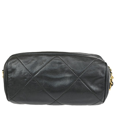 Chanel Vintage Diamond CC Barrel Bag Quilted Leather, BLACK, LEATHER, Shoulder bag