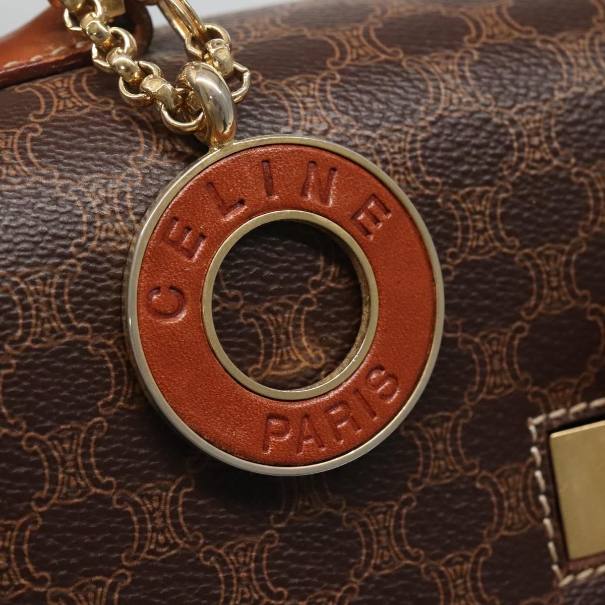 Celine Vintage Convertible Top Handle Bag Macadam Coated Canvas, BROWN, CANVAS, Handbag