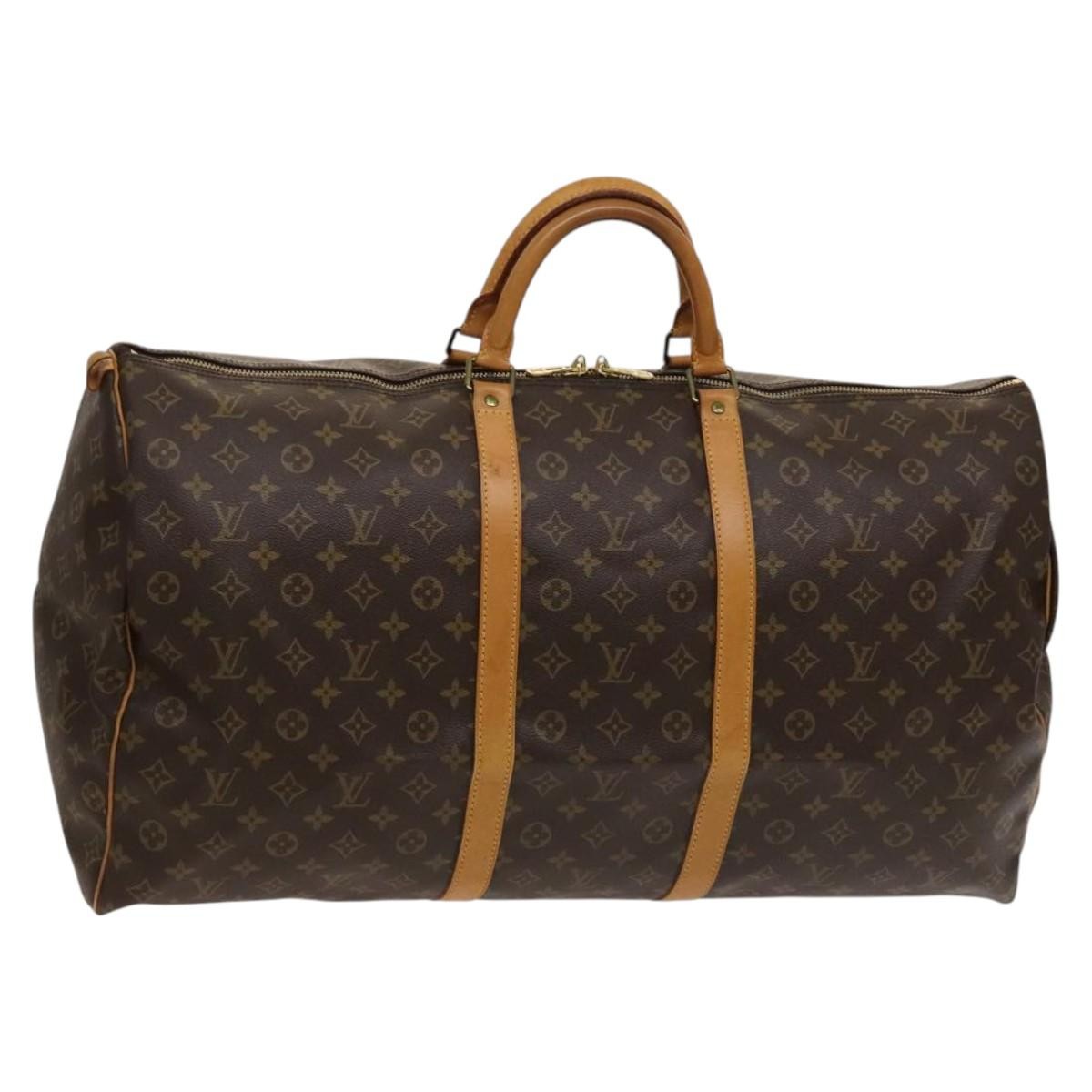 Louis Vuitton Keepall Bag Monogram Canvas, BROWN, CANVAS, Travel bag