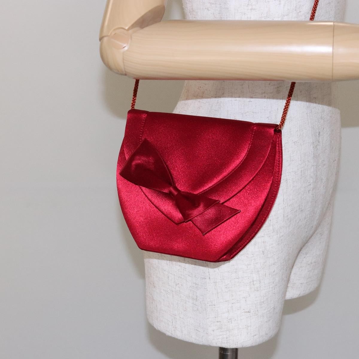 Saint Laurent Vintage Flap Crossbody Bag Silk, RED, SATIN, Clutche & pouche