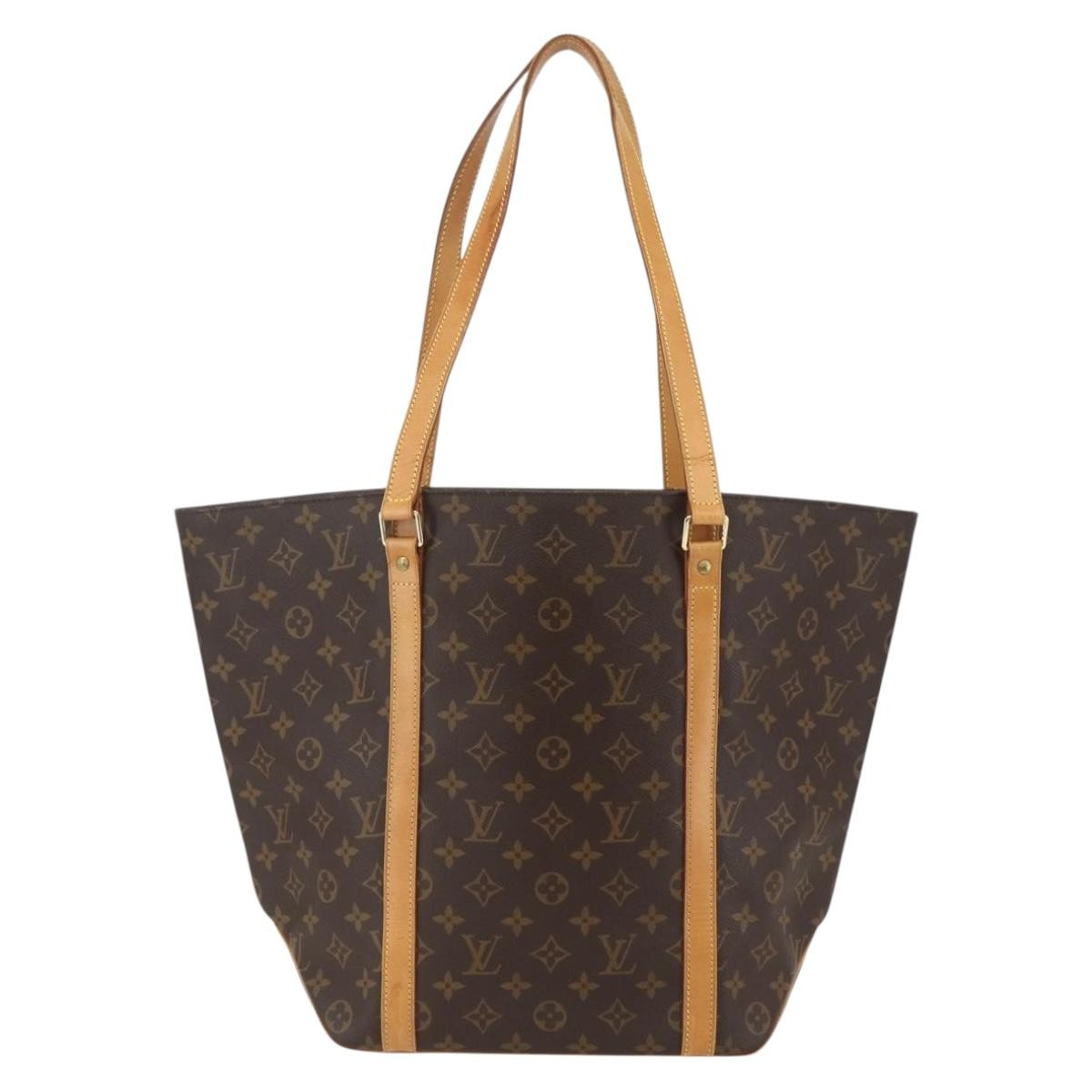 Louis Vuitton Shopping Sac Handbag Monogram Canvas, BROWN, CANVAS, Tote bag