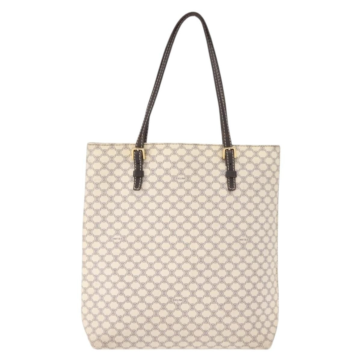 Celine Vintage Macadam Tote bag Canvas, WHITE, CANVAS, Tote bag