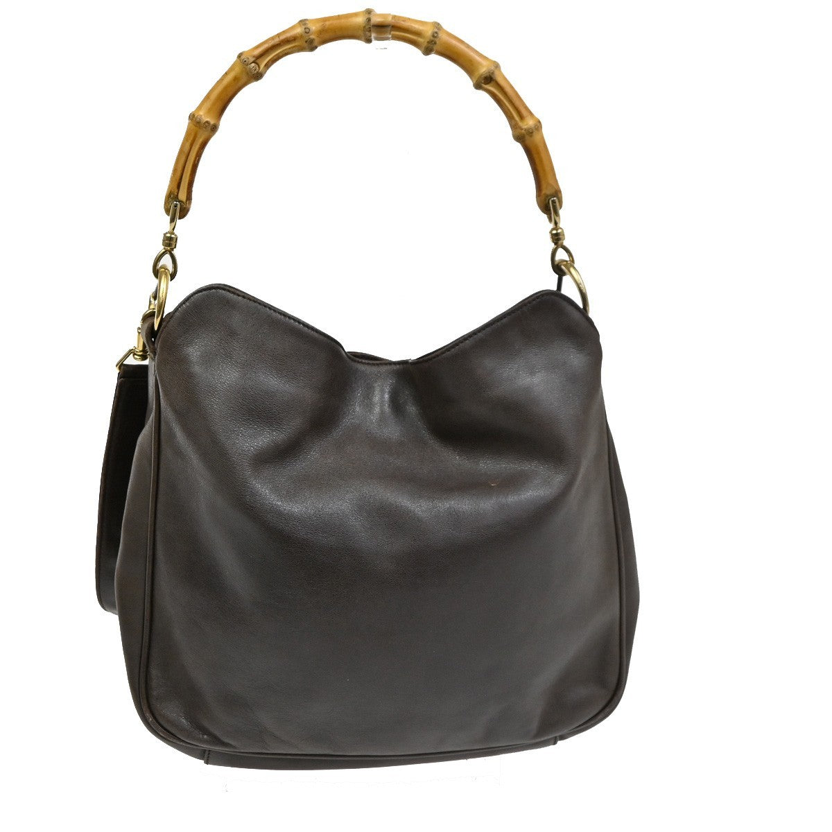 Gucci Vintage Bamboo Shoulder Bag Leather, BROWN, LEATHER, Shoulder bag