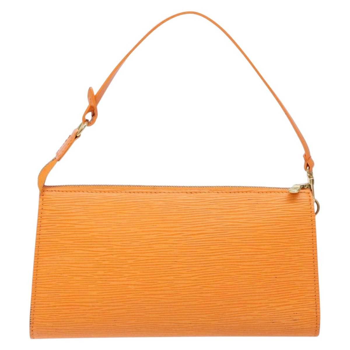 Louis Vuitton Pochette Accessoires Epi Leather, ORANGE, LEATHER, Clutche & pouche