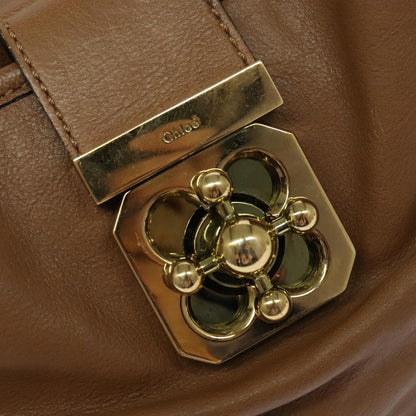 Chloe Elsie Satchel Leather, BROWN, LEATHER, Handbag