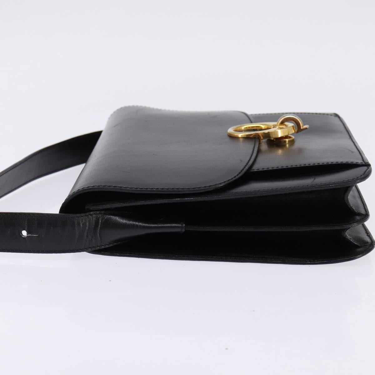 Celine Flap Shoulder Bag Leather, BLACK, LEATHER, Shoulder bag