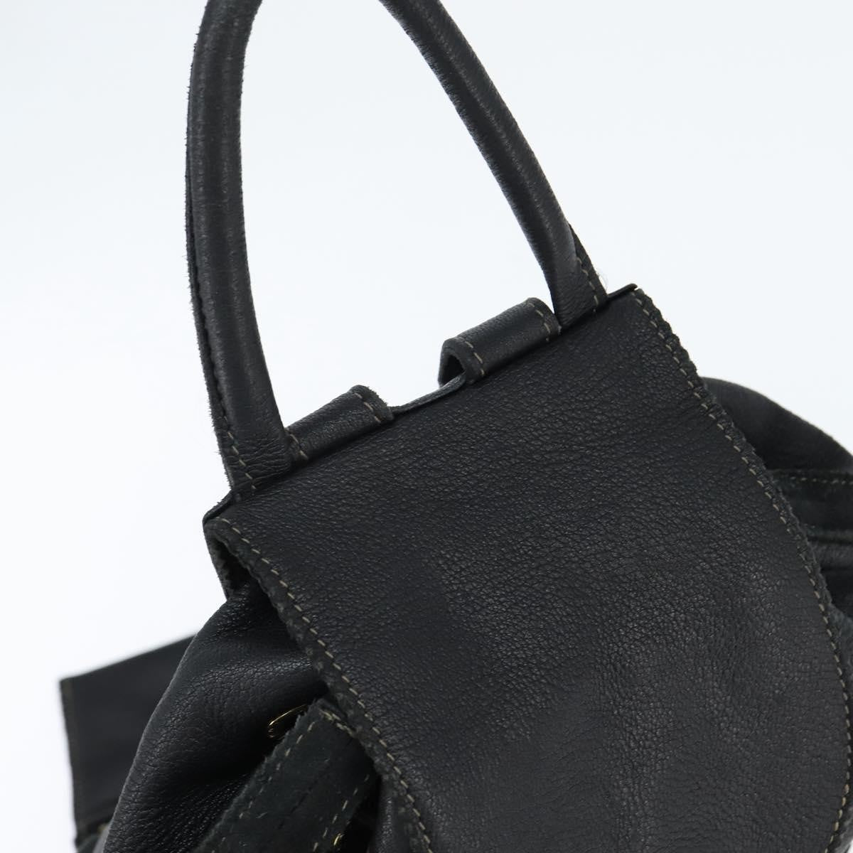 Fendi Logo Flap Drawstring Backpack Leather, BLACK, LEATHER, Backpack