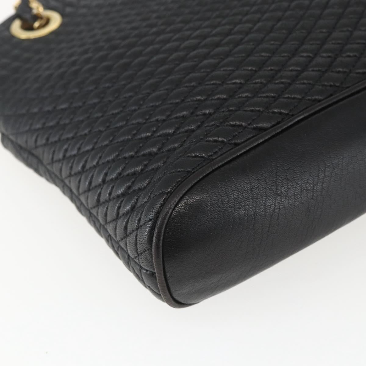 Bally Vintage Chain Shoulder Bag Quilted Leather, BLACK, LEATHER, Shoulder bag