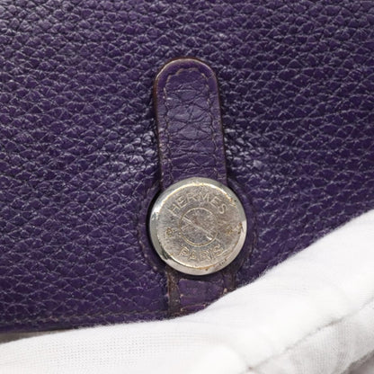 Hermes Dogon Duo Combined Wallet Leather, PURPLE, LEATHER, Wallets