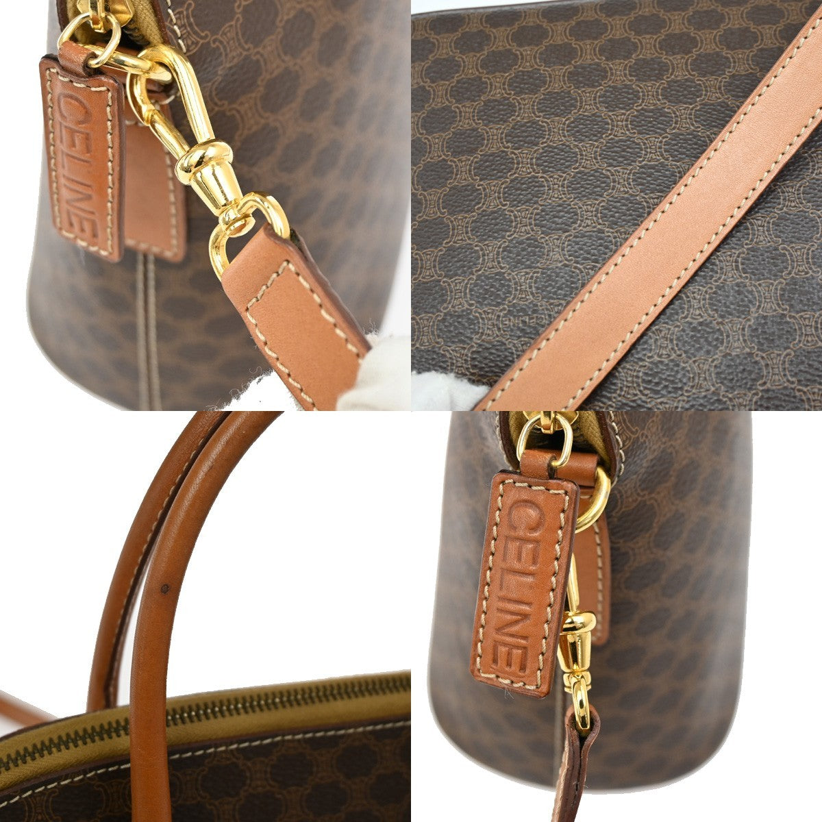 Celine Vintage Macadam Shoulder Bag Canvas, BROWN, CANVAS, Shoulder bag