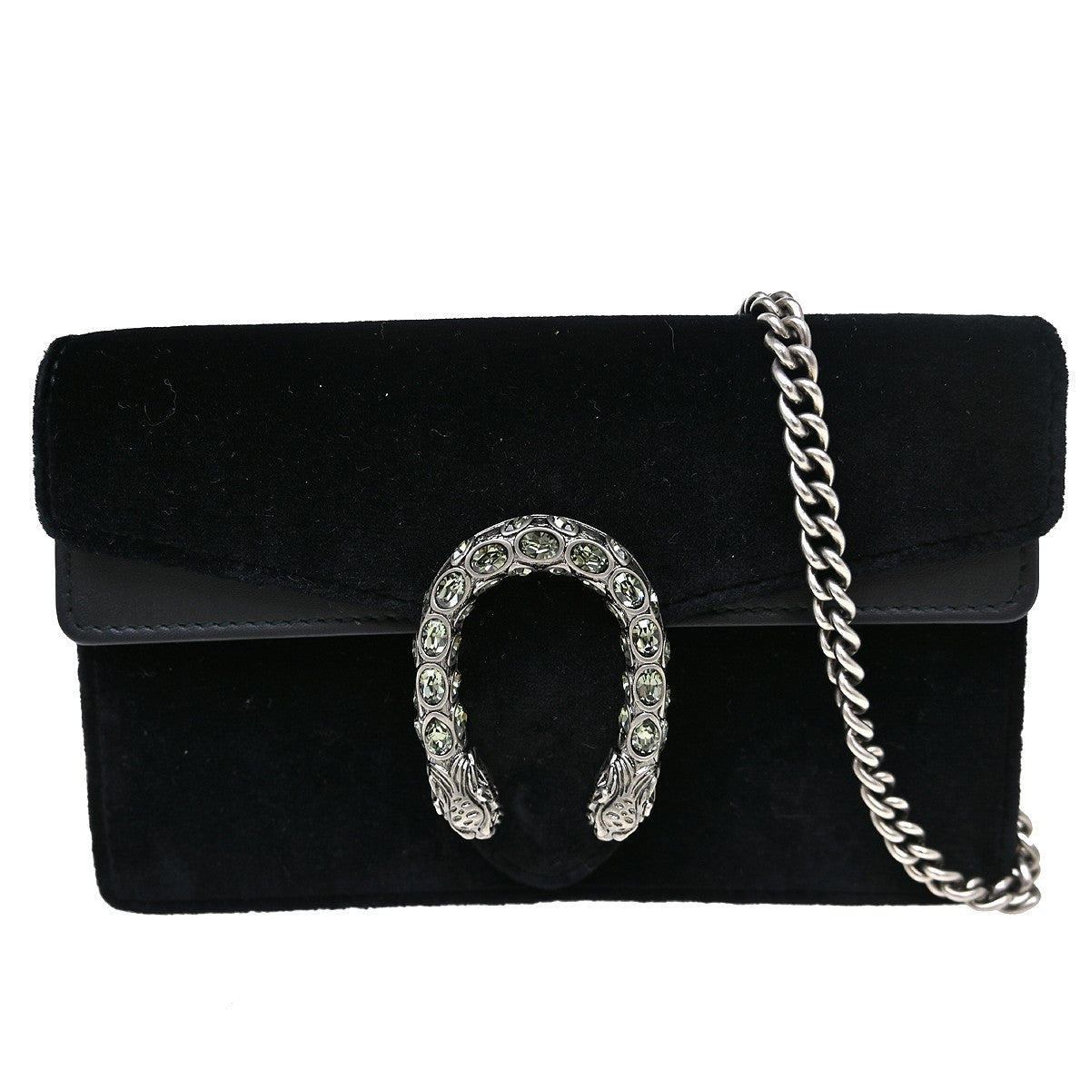 Gucci Dionysus Chain Wallet GG Velvet, Black, Velvet, Shoulder Bag