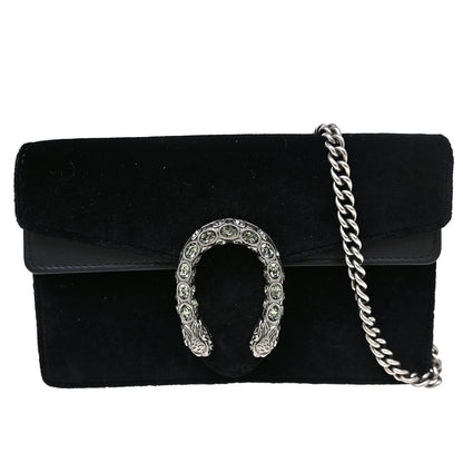 Gucci Dionysus Chain Wallet GG Velvet, Black, Velvet, Shoulder Bag
