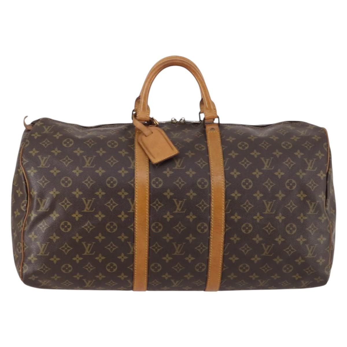 Louis Vuitton Keepall Bag Monogram Canvas, BROWN, CANVAS, Travel bag