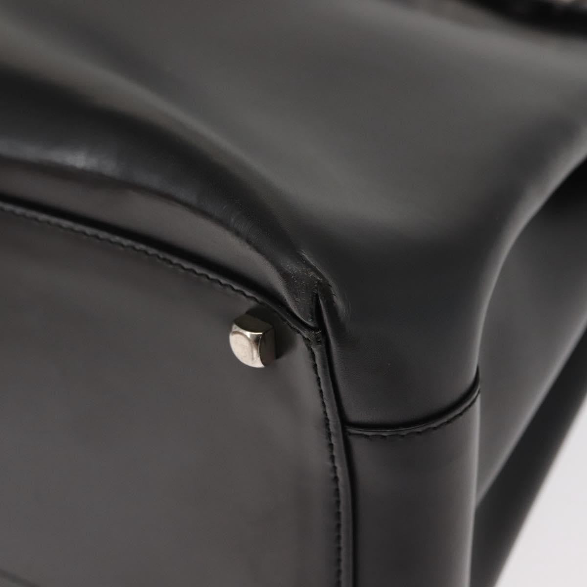 Salvatore Ferragamo Double Gancini Side Buckle Tote Leather, BLACK, LEATHER, Handbag