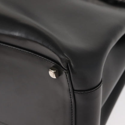 Salvatore Ferragamo Double Gancini Side Buckle Tote Leather, BLACK, LEATHER, Handbag