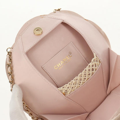 Chanel Camellia Round Clutch with Chain Satin, PINK, SATIN, Clutche & pouche