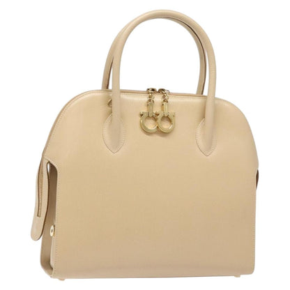 Salvatore Ferragamo Convertible Dome Gancini Leather, BEIGE, LEATHER, Handbag